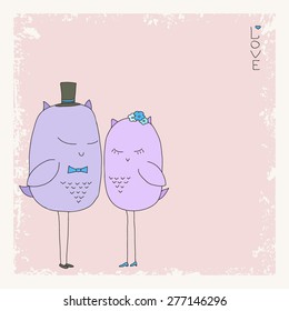 vector hand drawn love birds