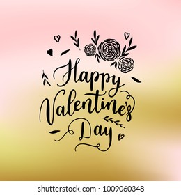 Vector hand drawn love greeting card, poster for Happy Valentines Day.