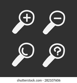 vector hand drawn Magnifier Glass icons. magnifier sketch on a black background