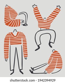 Vector hand drawn male character poses