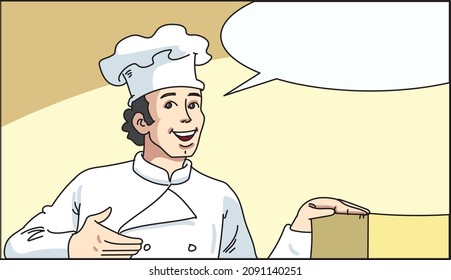 Vector  hand drawn of male chef 

