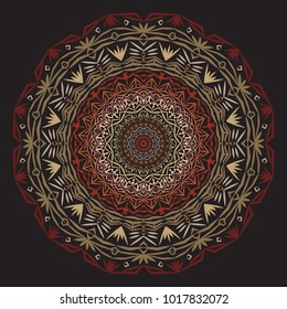 Vector hand drawn Mandala art. Abstract pattern. Vintage decorative Asian, Islam, Indian, Arabic, Turkish, Aztec elements. Coloring page template for background, invitation, birthday, wedding cards