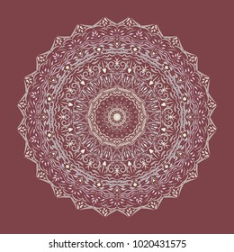 Vector hand drawn Mandala art. Abstract pattern. Vintage decorative Asian, Islam, Indian, Arabic, Turkish, Aztec elements. Coloring page template for background, invitation, birthday, wedding cards