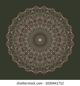 Vector hand drawn Mandala art. Abstract pattern. Vintage decorative Asian, Islam, Indian, Arabic, Turkish, Aztec elements. Coloring page template for background, invitation, birthday, wedding cards