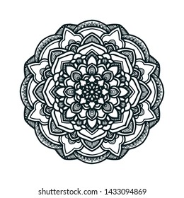 Vector hand drawn mandala art with abstract floral ethnic ornament. Tribal ornament. Mandala doodle illustration