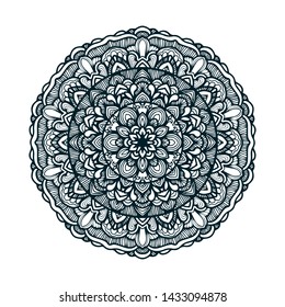 Vector hand drawn mandala art with abstract floral ethnic ornament. Tribal ornament. Mandala doodle illustration
