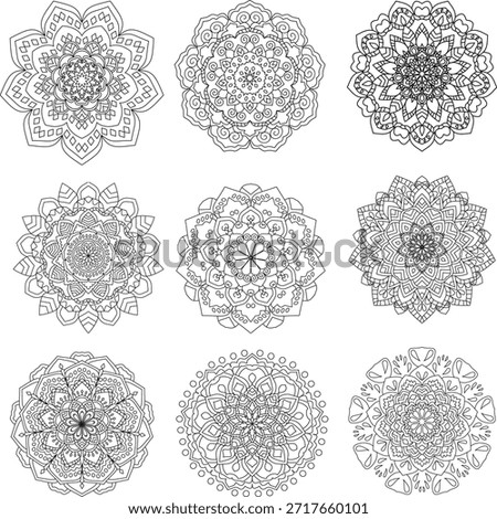 Vector Hand Drawn Mandala Background Black And White 