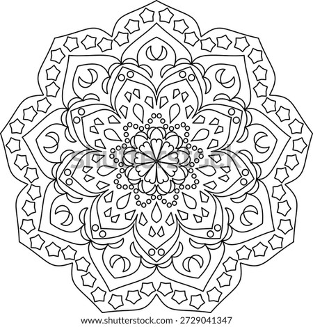 Vector Hand Drawn Mandala Background Black And White. Round lace mandala ornament with floral symmetry and a vintage decorative pattern