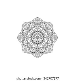 Vector hand drawn Mandala in black and white colors. Ethnic decorative element. Boho style