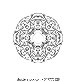 Vector hand drawn Mandala in black and white colors. Ethnic decorative element.