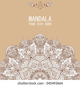 Vector hand drawn mandala. Card design. Indian motive