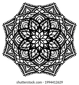 Vector hand drawn mandala coloring book page. Decorative ornament in ethnic oriental style. Oriental pattern, vintage decorative elements. Weave design elements. Yoga logos vector.