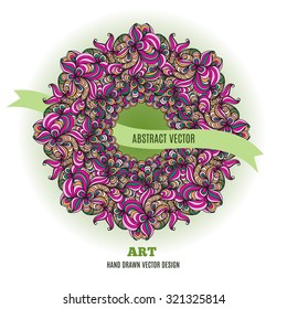 Vector hand drawn mandala.  Decor for your design. Lace ornament. Round pattern, doodle art 
