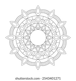 Ilustração de design de mandala desenhada à mão de vetor. Mandala esboço para livro de colorir. Projeto de padrão abstrato.