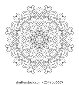 Ilustração de design de mandala desenhada à mão de vetor. Mandala esboço para livro de colorir. Projeto de padrão abstrato.