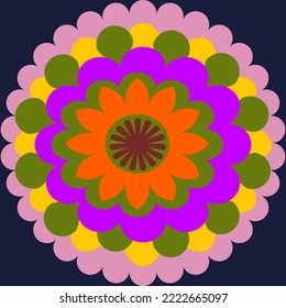 vector hand drawn mandala Doodle. Ethnic mandala with colorful tribal ornaments. Isolated, bright colors.