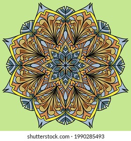 Vector hand drawn mandala illustration. Colorful detailed mandala ornament.