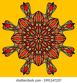 Vector hand drawn mandala illustration. Colorful detailed mandala ornament.