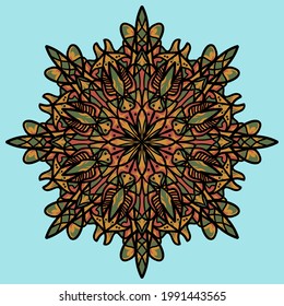 Vector hand drawn mandala illustration. Colorful detailed mandala ornament.