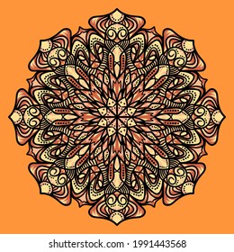 Vector hand drawn mandala illustration. Colorful detailed mandala ornament.