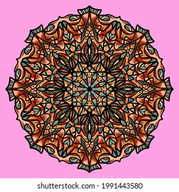 Vector hand drawn mandala illustration. Colorful detailed mandala ornament.