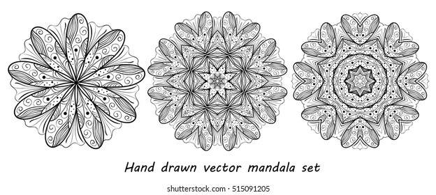vector hand drawn mandala set. Bright illustration. Elements for your design, magazine, brochures. Eps10