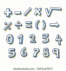 vector hand drawn mathematical symbols