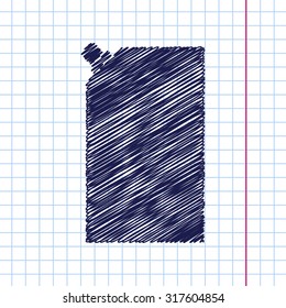 Vector hand drawn mayonnaise plastic package icon on copybook 