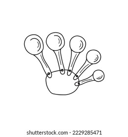 Vector hand drawn measuring spoons. Isolated on white background drawing for prints and posters