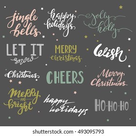 Vector hand drawn "Merry Christmas" phrases. Christmas lettering collection.