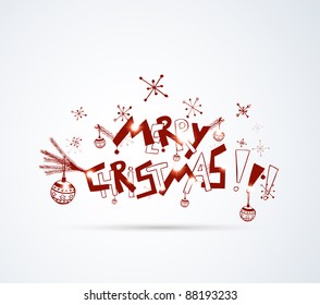 Navidad alegre y atrincherada con la mano del vector