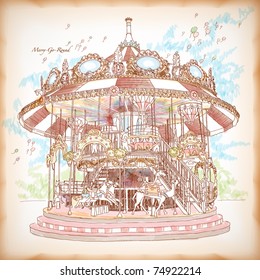 Vector Hand Drawn Merry-Go-Round