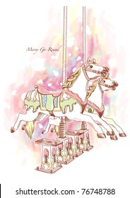 Vector Hand Drawn Merry-Go-Round Horse