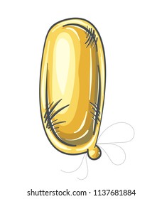 Vector hand drawn Metallic Gold Letter Balloon. Graphic element for your design. Vector illustration.