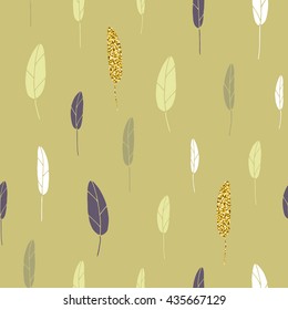 Vector hand drawn minimalist hipster leaf seamless pattern. Modern, cute background. Plant, floral, nature repeating pattern. Elegant, feminine backdrop.