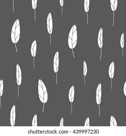 Vector hand drawn minimalist hipster leaf seamless pattern. Modern, cute background. Plant, floral, nature repeating pattern. Elegant, feminine backdrop.