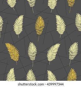 Vector hand drawn minimalist hipster leaf seamless pattern. 