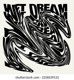 Vector hand drawn minimalistic black and white artistic liquid lettering. Creative artwork. Template for card, poster, banner, print for t-shirt, pin, badge, patch.