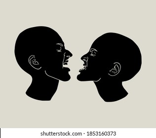 Vector hand drawn minimalistic illustration of swearing couple . Creative tattoo artwork. Template for card, poster, banner, print for t-shirt, pin, badge, patch.