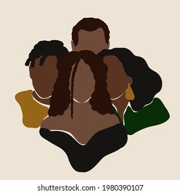 Vector hand drawn minimalistic illustration of family. Creative artwork. Template for card, poster, banner, print for t-shirt, pin, badge, patch.