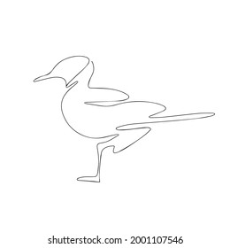 Vector hand drawn minimalistic illustration of seagul. Creative one line artwork . Template for card, poster, banner, print for t-shirt, pin, badge, patch.