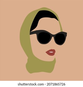 Vector hand drawn minimalistic illustration of girl. Creative artwork. Template for card, poster, banner, print for t-shirt, pin, badge, patch.