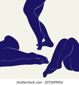 Vektorhandgezeichnete minimalistische Illustration. Kreative Kunstwerke mit Körperteil.  Vorlage für Karte, Poster, Banner, Druck für T-Shirt, Pin, Badge, Patch. 