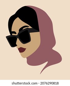 Vector hand drawn minimalistic illustration of girl. Creative artwork. Template for card, poster, banner, print for t-shirt, pin, badge, patch.