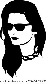 Vector hand drawn minimalistic illustration of girl. Creative artwork. Template for card, poster, banner, print for t-shirt, pin, badge, patch.