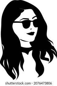 Ilustración minimalista de la muchacha dibujada a mano vectora. Obra de arte creativa. Plantilla para tarjeta, afiche, banner, imprimir para camiseta, pin, insignia, parche.