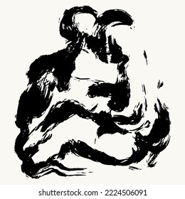 Vector hand drawn minimalistic illustration. Creative ink brush textured artwork background. Template for card, poster, banner, print for t-shirt, pin, badge, patch.