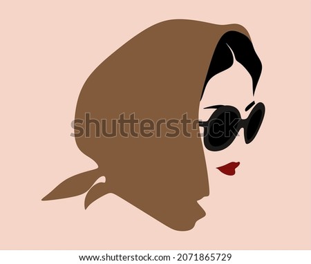 Vector hand drawn minimalistic illustration of girl. Creative artwork. Template for card, poster, banner, print for t-shirt, pin, badge, patch.