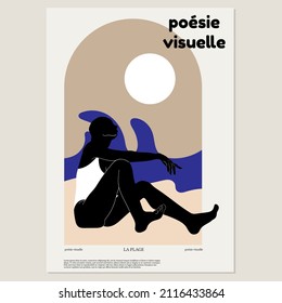 Vector  hand drawn  minimalistic placard with illustration. Creative abstract artwork . Template for card, poster, banner, print for t-shirt, pin, badge, patch.