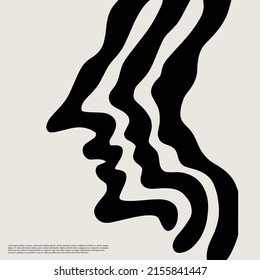 Vector hand drawn minimalistic placard with illustration. Creative abstract artwork . Template for card, poster, banner, print for t-shirt, pin, badge, patch.